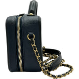 シャネル CHANEL CCフィリグリースモールバニティショルダーバッグ A93342 26番台 ネイビー ゴールド金具 キャビアスキン レディース ショルダーバッグ