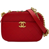 シャネル CHANEL ココマーク2WAYカメラバッグ 27番台 レッド ゴールド金具 キャビアスキン レディース ショルダーバッグ