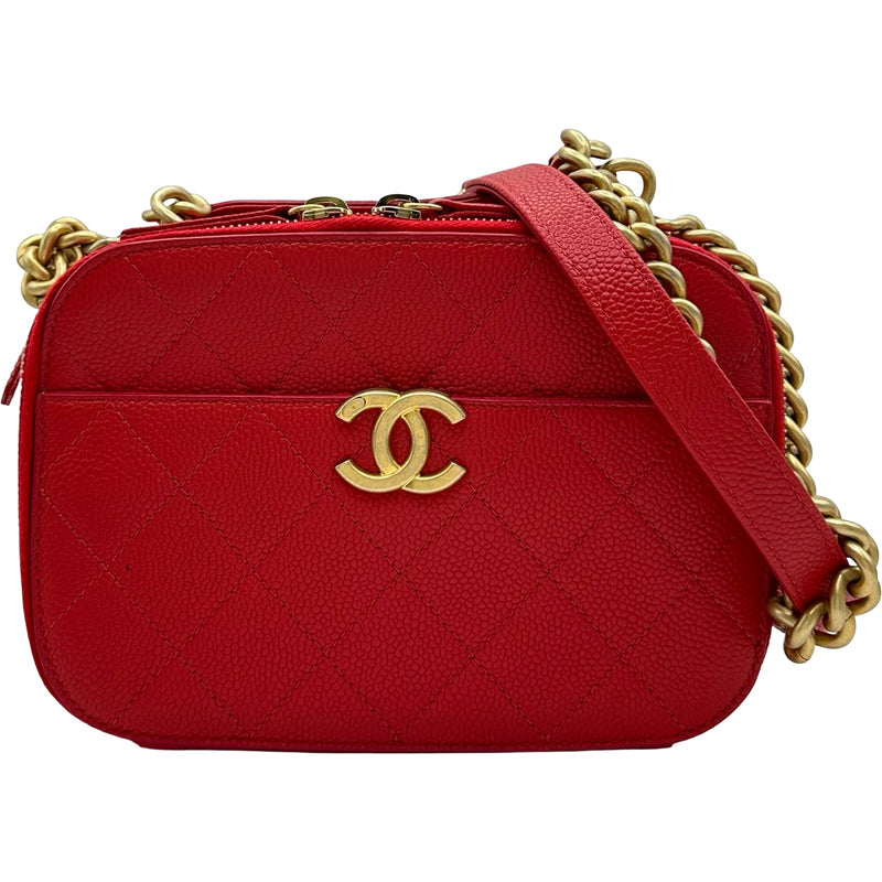 シャネル CHANEL ココマーク2WAYカメラバッグ 27番台 レッド ゴールド