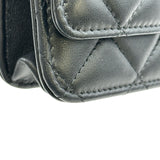 シャネル CHANEL マトラッセパールハンドルチェーンウォレット ブラック ゴールド金具 ラムスキン レディース ショルダーバッグ