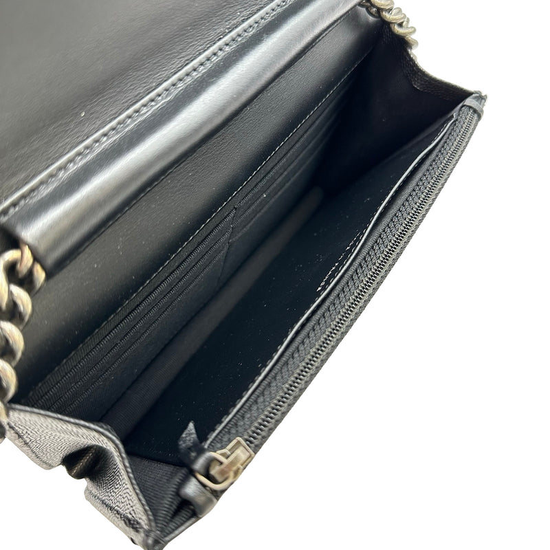 CHANEL キャビアスキン チェーンショルダーバッグ シャネル CHANEL ボーイシャネルチェーンウォレット AP1117 ブラック