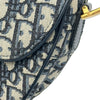 クリスチャン・ディオール Christian Dior オブリークサドルバッグ ネイビー ゴールド金具 キャンバス レディース ショルダーバッグ