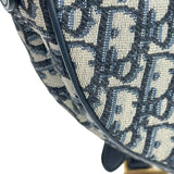 クリスチャン・ディオール Christian Dior オブリークサドルバッグ ネイビー ゴールド金具 キャンバス レディース ショルダーバッグ