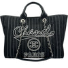 シャネル CHANEL ドーヴィルGM A66941 ブラック シルバー金具 コットン レディース トートバッグ