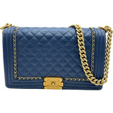 シャネル CHANEL ボーイシャネル28 A92193 23番台 ブルー ゴールド金具 ラムスキン レディース ショルダーバッグ