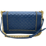 シャネル CHANEL ボーイシャネル28 A92193 23番台 ブルー ゴールド金具 ラムスキン レディース ショルダーバッグ