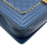 シャネル CHANEL ボーイシャネル28 A92193 23番台 ブルー ゴールド金具 ラムスキン レディース ショルダーバッグ