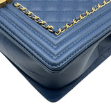 シャネル CHANEL ボーイシャネル28 A92193 23番台 ブルー ゴールド金具 ラムスキン レディース ショルダーバッグ