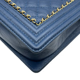 シャネル CHANEL ボーイシャネル28 A92193 23番台 ブルー ゴールド金具 ラムスキン レディース ショルダーバッグ