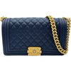 シャネル CHANEL ボーイシャネル25 A67086 26番台 ブルー ゴールド金具 キャビアスキン レディース ショルダーバッグ