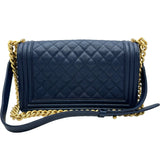 シャネル CHANEL ボーイシャネル25 A67086 26番台 ブルー ゴールド金具 キャビアスキン レディース ショルダーバッグ