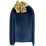 シャネル CHANEL ボーイシャネル25 A67086 26番台 ブルー ゴールド金具 キャビアスキン レディース ショルダーバッグ