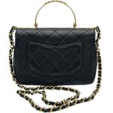 シャネル CHANEL トップハンドルショルダーバッグ AS4605 ブラック ゴールド金具 ラムアスキン レディース ショルダーバッグ