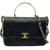 シャネル CHANEL トップハンドルショルダーバッグ AS4605 ブラック ゴールド金具 ラムアスキン レディース ショルダーバッグ