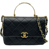 シャネル CHANEL トップハンドルショルダーバッグ AS4605 ブラック ゴールド金具 ラムアスキン レディース ショルダーバッグ