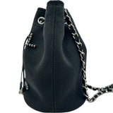 シャネル CHANEL ドーヴィル巾着ショルダーバッグ AS1045 29番台 ブラック シルバー金具 キャンバス レディース ショルダーバッグ