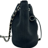 シャネル CHANEL ドーヴィル巾着ショルダーバッグ AS1045 29番台 ブラック シルバー金具 キャンバス レディース ショルダーバッグ