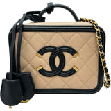 シャネル CHANEL CCフィリグリースモールバニティショルダーバッグ A93342 27番台 ベージュ ゴールド金具 キャビアスキン レディース ショルダーバッグ