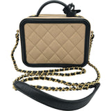 シャネル CHANEL CCフィリグリースモールバニティショルダーバッグ A93342 27番台 ベージュ ゴールド金具 キャビアスキン レディース ショルダーバッグ