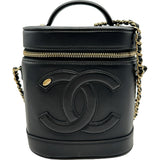 シャネル CHANEL バニティ2WAYチェーンショルダー AS0323 28番台 ブラック/ブルー ゴールド金具 ラムスキン レディース ショルダーバッグ