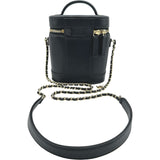 シャネル CHANEL バニティ2WAYチェーンショルダー AS0323 28番台 ブラック/ブルー ゴールド金具 ラムスキン レディース ショルダーバッグ