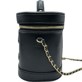 シャネル CHANEL バニティ2WAYチェーンショルダー AS0323 28番台 ブラック/ブルー ゴールド金具 ラムスキン レディース ショルダーバッグ