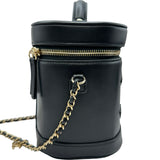シャネル CHANEL バニティ2WAYチェーンショルダー AS0323 28番台 ブラック/ブルー ゴールド金具 ラムスキン レディース ショルダーバッグ
