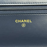 シャネル CHANEL マトラッセモチーフチェーンウォレット AP0250 ブルー ゴールド金具 デニム レディース ショルダーバッグ