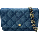 シャネル CHANEL マトラッセモチーフチェーンウォレット AP0250 ブルー ゴールド金具 デニム レディース ショルダーバッグ