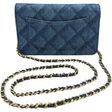 シャネル CHANEL マトラッセモチーフチェーンウォレット AP0250 ブルー ゴールド金具 デニム レディース ショルダーバッグ
