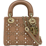 クリスチャン・ディオール Christian Dior レディディオールミニ ピンク ゴールド金具 カナージュ/サテン レディース ショルダーバッグ