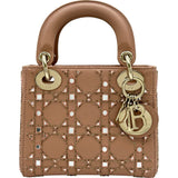 クリスチャン・ディオール Christian Dior レディディオールミニ ピンク ゴールド金具 カナージュ/サテン レディース ショルダーバッグ