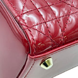 クリスチャン・ディオール Christian Dior レディディオールミニ レッド ゴールド金具 カナージュパテント レディース ショルダーバッグ