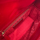 クリスチャン・ディオール Christian Dior レディディオールミニ レッド ゴールド金具 カナージュパテント レディース ショルダーバッグ