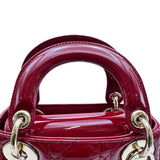クリスチャン・ディオール Christian Dior レディディオールミニ レッド ゴールド金具 カナージュパテント レディース ショルダーバッグ