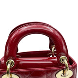クリスチャン・ディオール Christian Dior レディディオールミニ レッド ゴールド金具 カナージュパテント レディース ショルダーバッグ