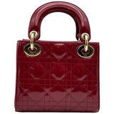 クリスチャン・ディオール Christian Dior レディディオールミニ レッド ゴールド金具 カナージュパテント レディース ショルダーバッグ