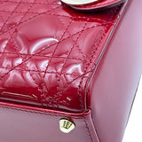 クリスチャン・ディオール Christian Dior レディディオールミニ レッド ゴールド金具 カナージュパテント レディース ショルダーバッグ