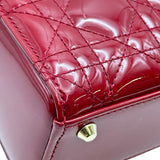 クリスチャン・ディオール Christian Dior レディディオールミニ レッド ゴールド金具 カナージュパテント レディース ショルダーバッグ