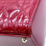 クリスチャン・ディオール Christian Dior レディディオールミニ レッド ゴールド金具 カナージュパテント レディース ショルダーバッグ