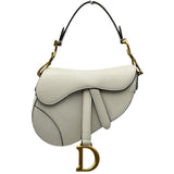 クリスチャン・ディオール Christian Dior ミニサドルバッグ ホワイト ゴールド金具 レザー レディース ハンドバッグ