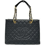 シャネル CHANEL GSTチェーントート A50995 17番台 ブラック ゴールド金具 キャビアスキン レディース ハンドバッグ