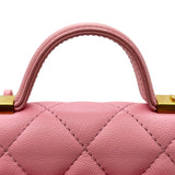 シャネル CHANEL スモール トップハンドル フラップバッグ AS3652 ピンク キャビアスキン レディース ショルダーバッグ