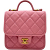 シャネル CHANEL スモール トップハンドル フラップバッグ AS3652 ピンク キャビアスキン レディース ショルダーバッグ
