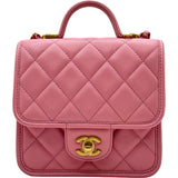 シャネル CHANEL スモール トップハンドル フラップバッグ AS3652 ピンク キャビアスキン レディース ショルダーバッグ