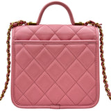シャネル CHANEL スモール トップハンドル フラップバッグ AS3652 ピンク キャビアスキン レディース ショルダーバッグ