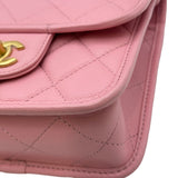 シャネル CHANEL スモール トップハンドル フラップバッグ AS3652 ピンク キャビアスキン レディース ショルダーバッグ