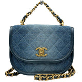 シャネル CHANEL スモール メッセンジャー バッグ AS4850 ブルー ゴールド金具 デニム レディース ショルダーバッグ