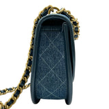 シャネル CHANEL スモール メッセンジャー バッグ AS4850 ブルー ゴールド金具 デニム レディース ショルダーバッグ