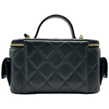 シャネル CHANEL マトラッセ トップハンドル2WAYバニティ AP3017 ブラック ゴールド金具 キャビアスキン レディース ショルダーバッグ